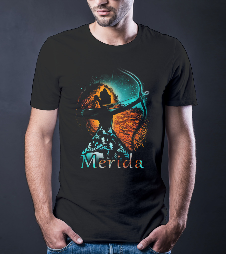 Merida Archer Silhouette With Bow And Fiery Hair T-Shirt