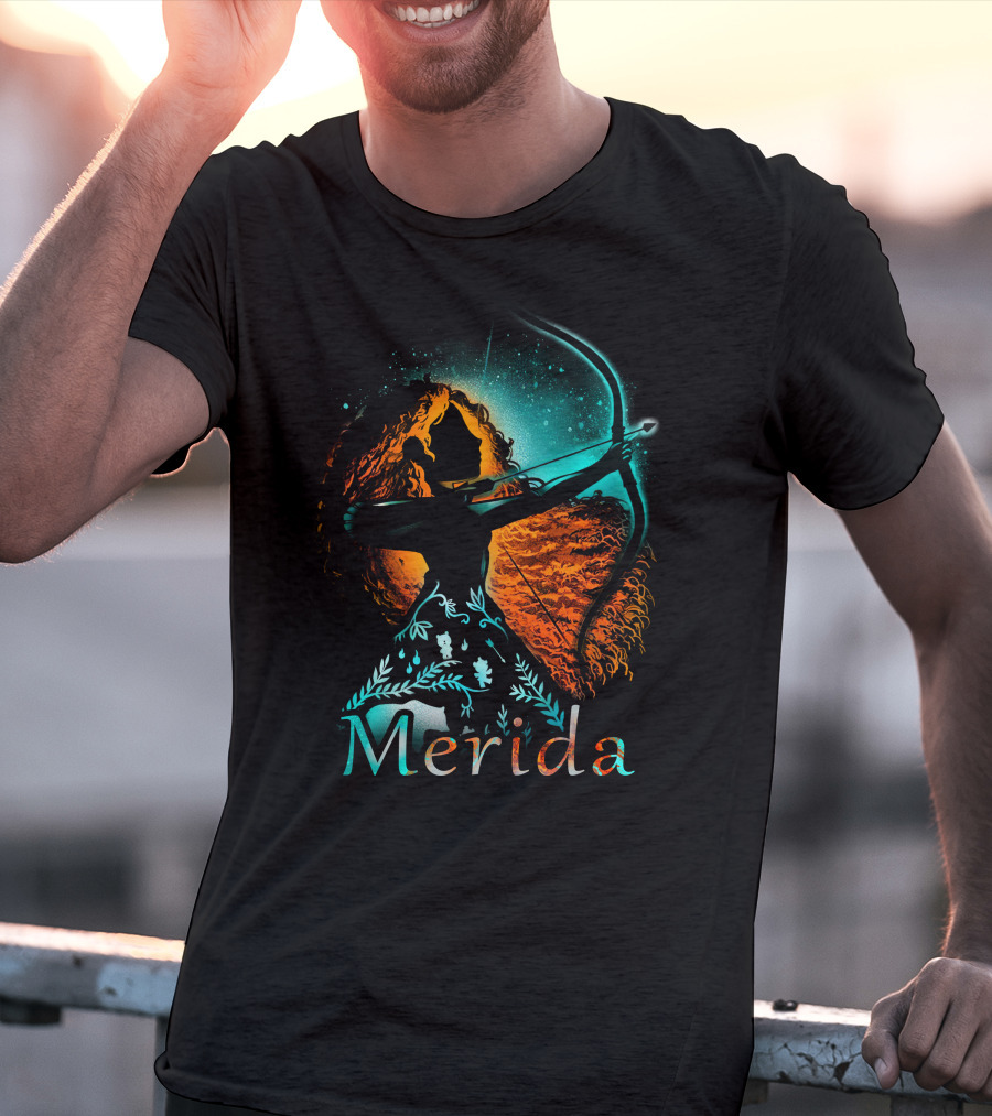 Merida Archer Silhouette With Bow And Fiery Hair T-Shirt