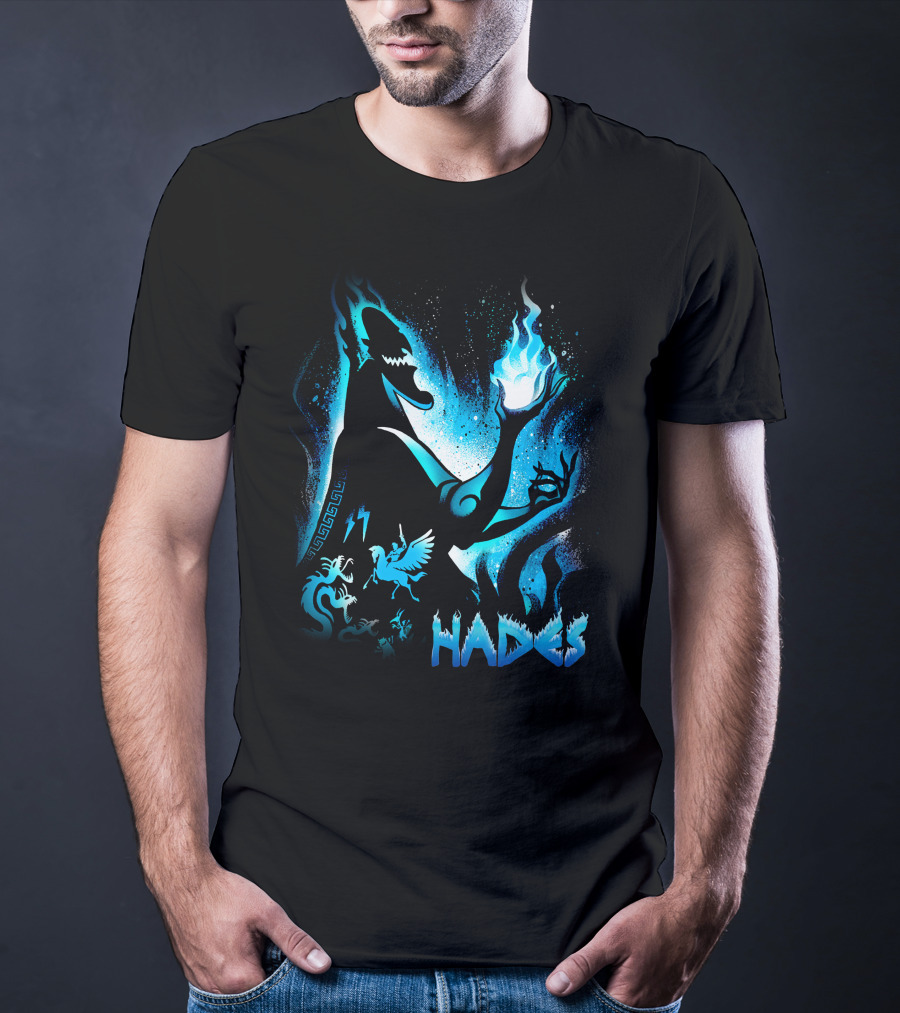 Hades Flaming Skull Creature Mythology Pegasus Lightning T-Shirt