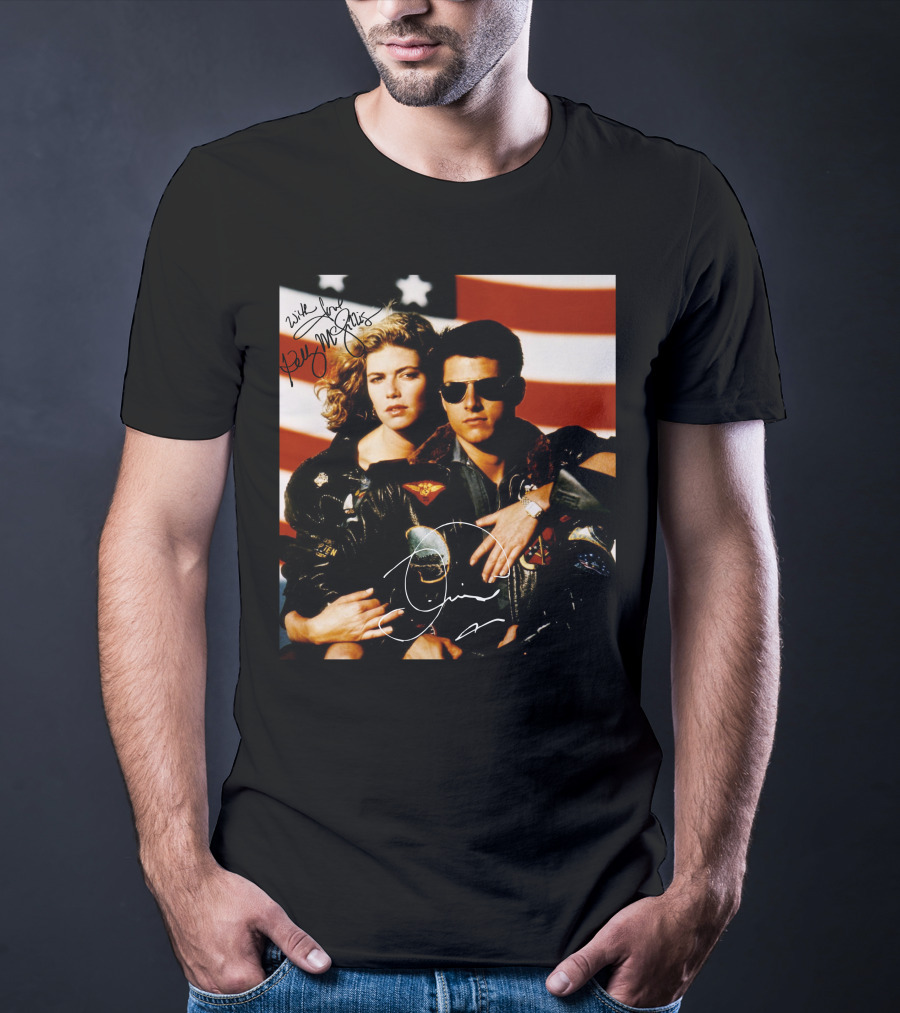 Top Gun 2 Autographed Cast American Flag T-Shirt