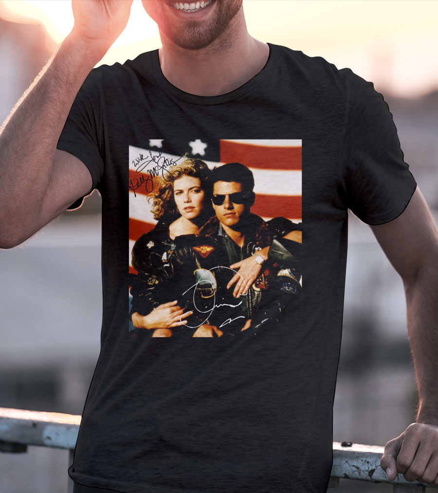 Top Gun 2 Autographed Cast American Flag T-Shirt