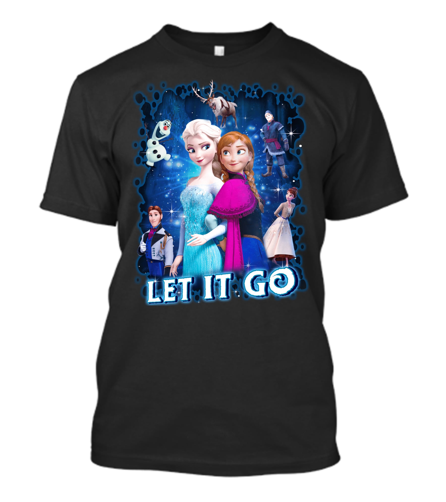 Frozen Let It Go Elsa Anna Olaf Kristoff Sven Disney Characters T-Shirt