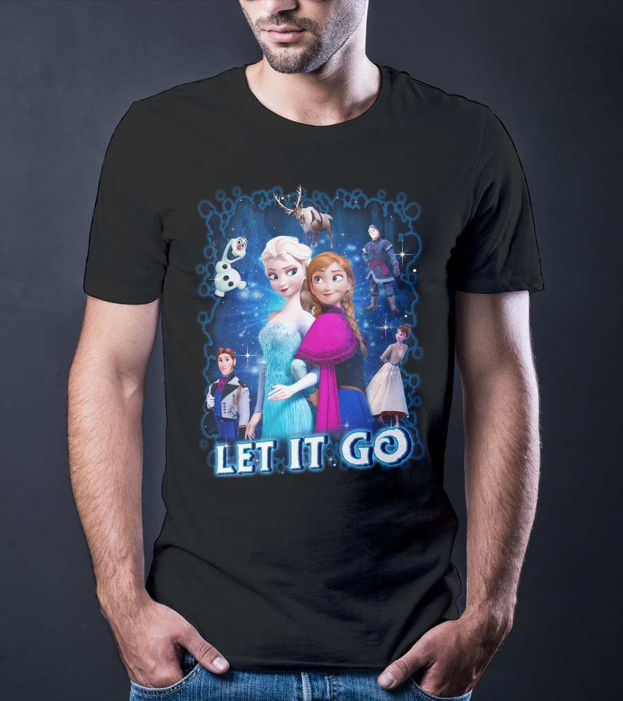 Frozen Let It Go Elsa Anna Olaf Kristoff Sven Disney Characters T-Shirt