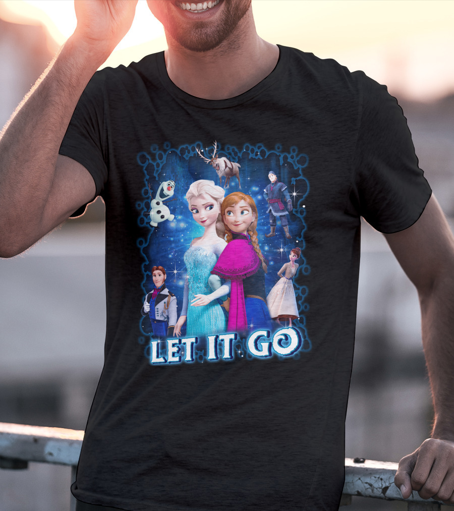 Frozen Let It Go Elsa Anna Olaf Kristoff Sven Disney Characters T-Shirt