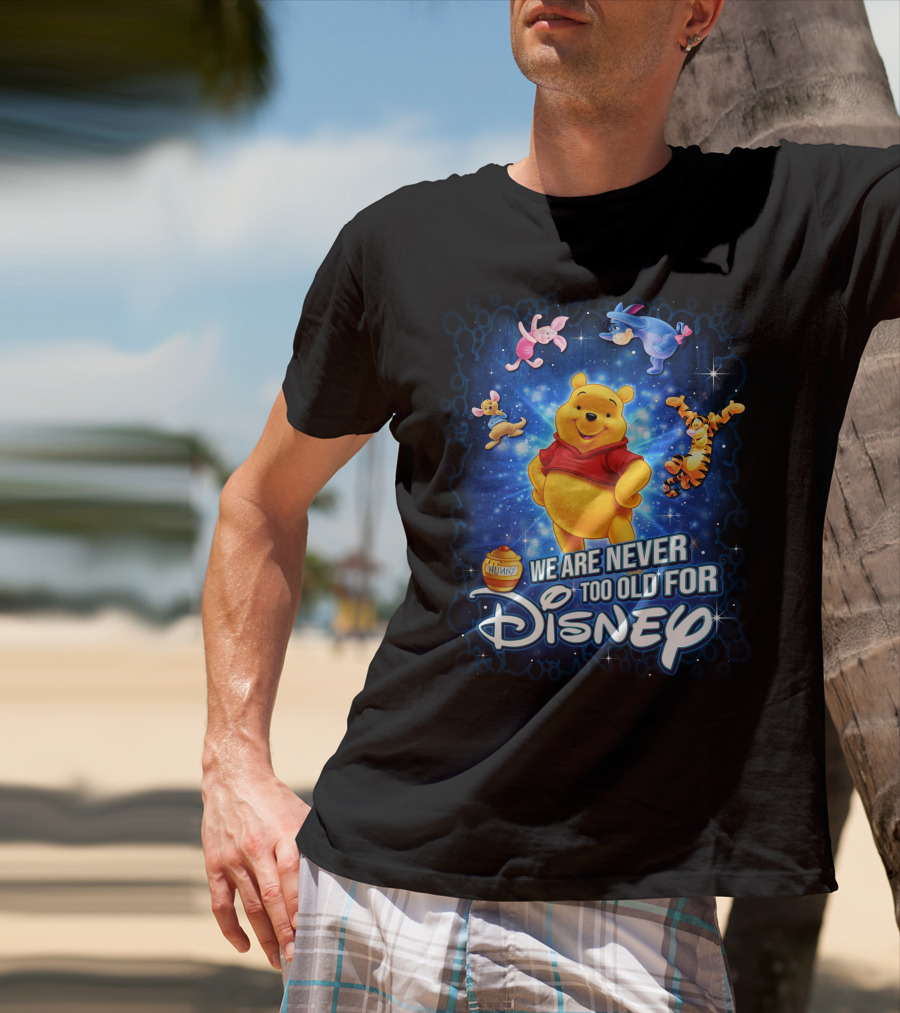 We Are Never Too Old For Disney Winnie The Pooh And Friends Eeyore Piglet Tigger Hunny Pot T-Shirt