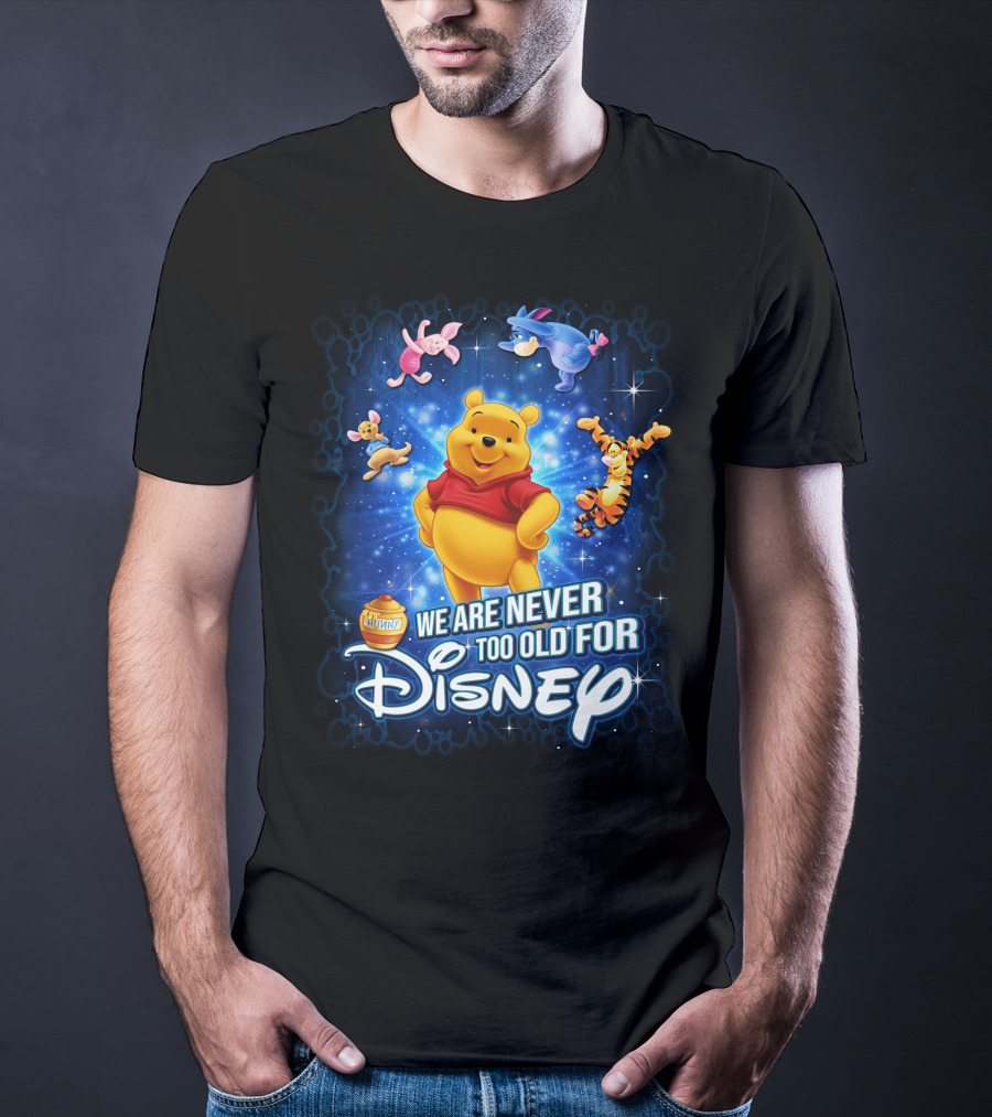 We Are Never Too Old For Disney Winnie The Pooh And Friends Eeyore Piglet Tigger Hunny Pot T-Shirt