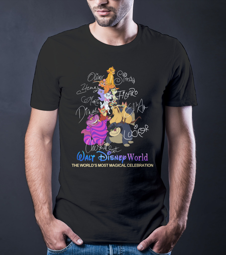 Oliver Simba Marie Figaro Cheshire Cat Disney World Magical Celebration T-Shirt