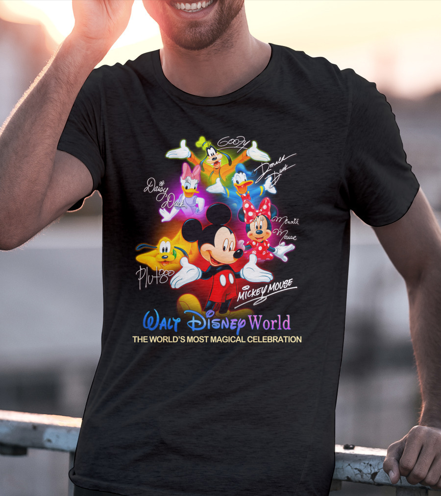 Walt Disney World Mickey Mouse Minnie Mouse Donald Duck Daisy Duck Goofy Pluto The World's Most Magical Celebration T-Shirt
