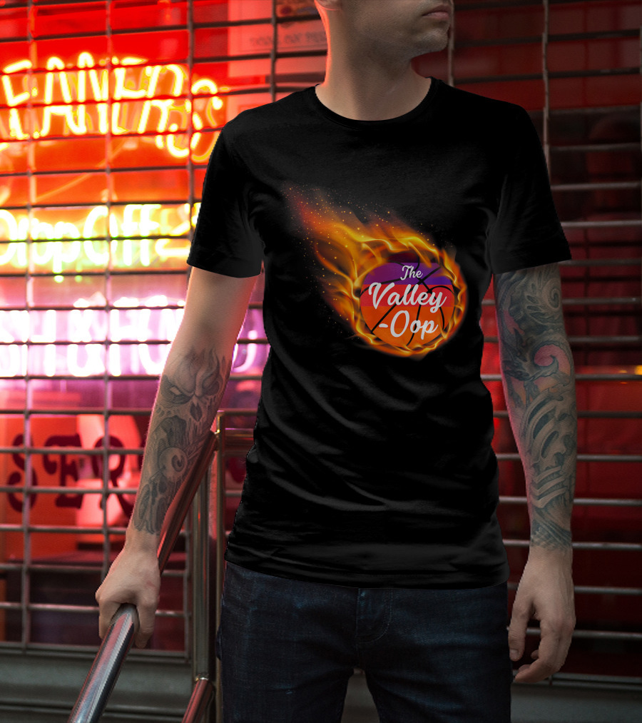 Phx The Valley-Oop Basketball Flame Style T-Shirt
