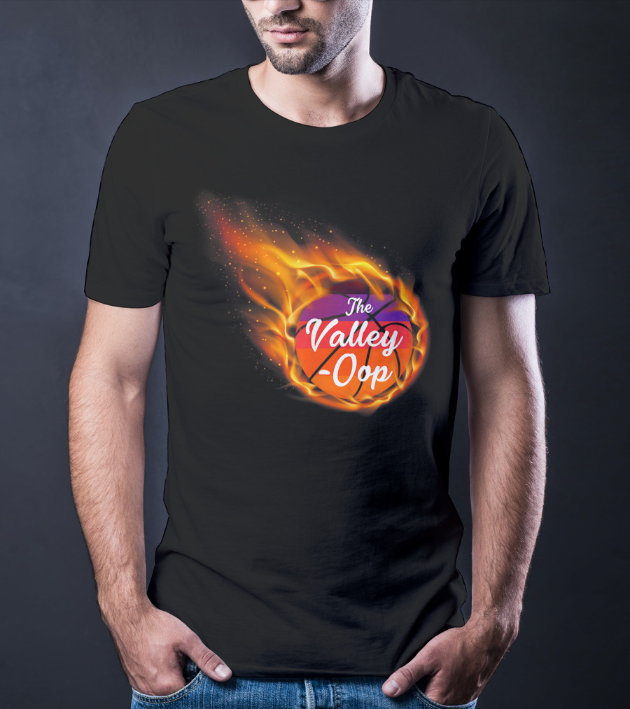 Phx The Valley-Oop Basketball Flame Style T-Shirt