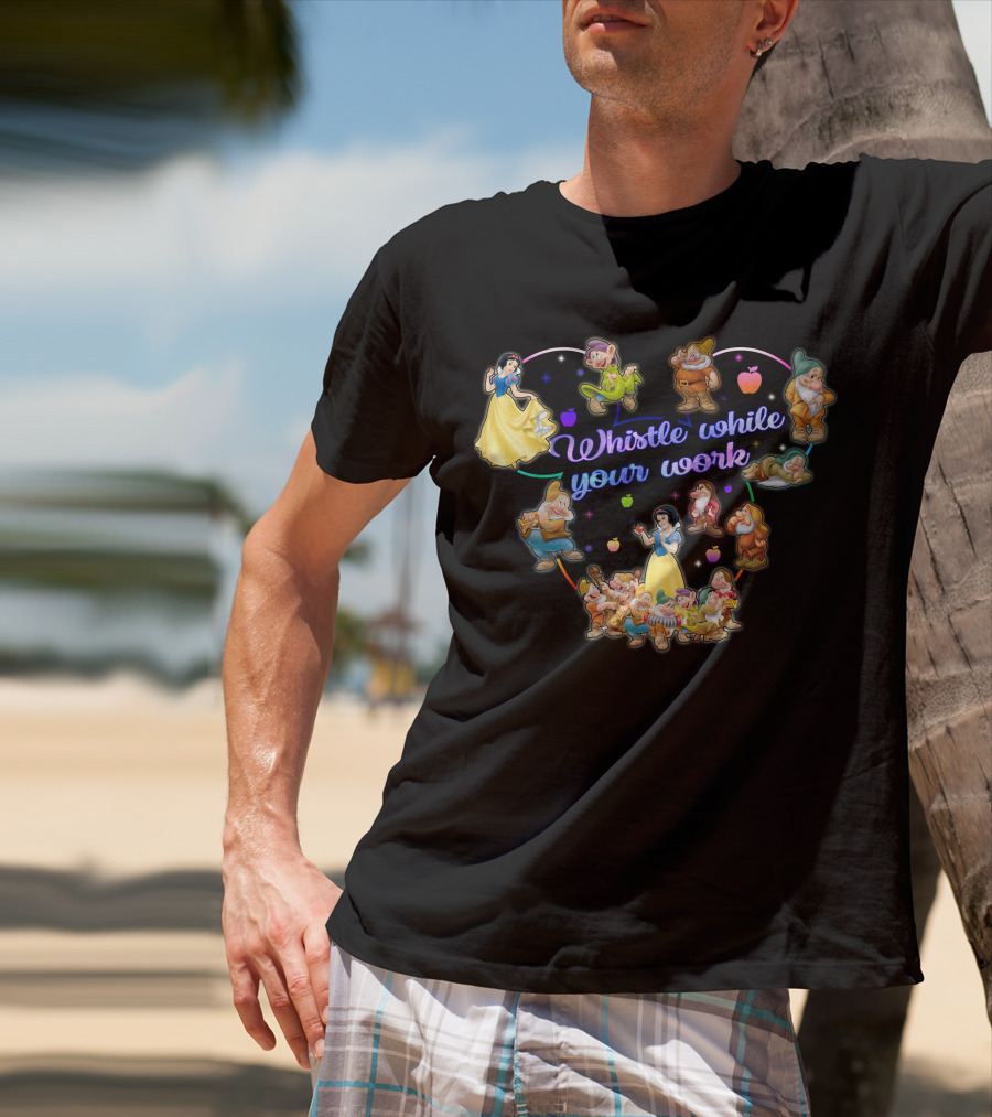 Snow White Whistle While You Work With Seven Dwarfs And Apples T-Shirt