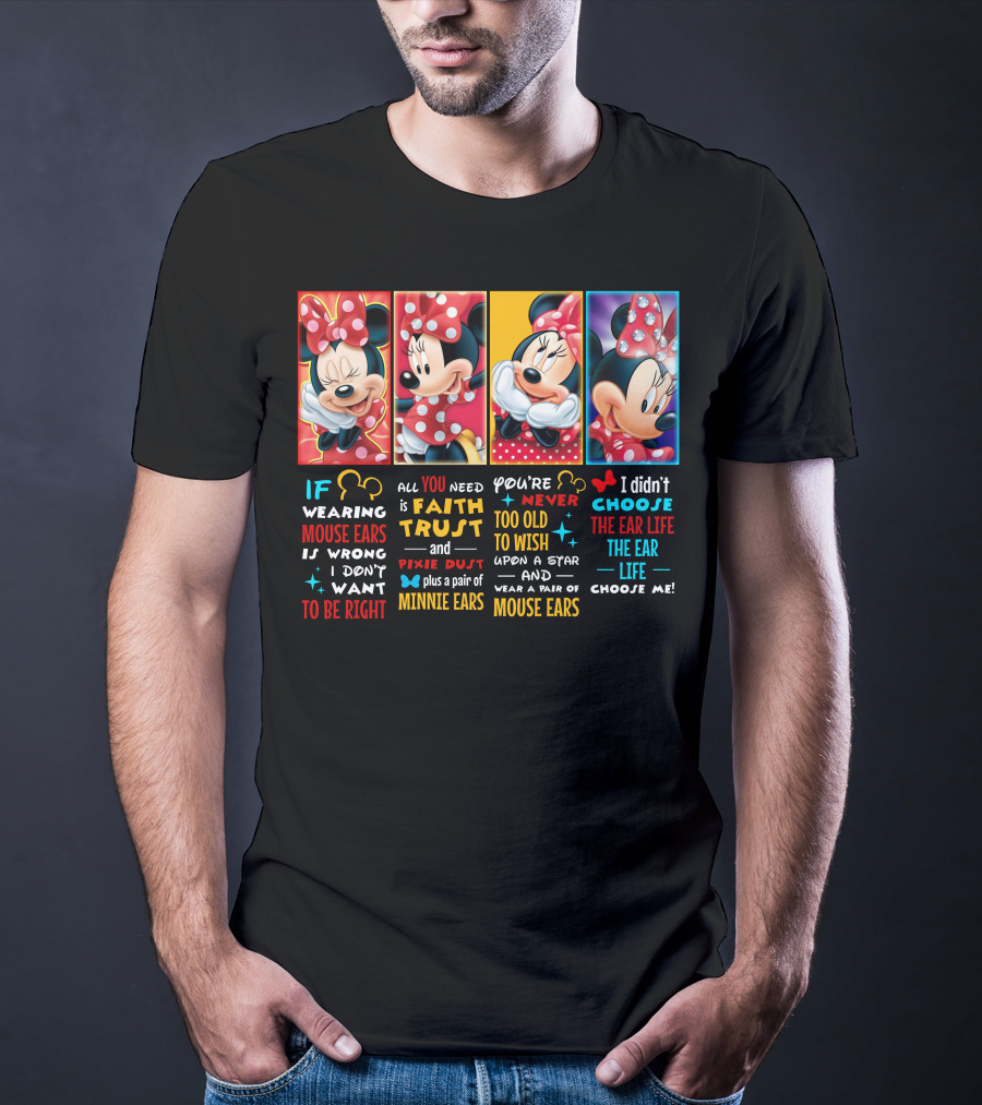 Minnie Mouse Ears Faith Trust Pixie Dust Star Wish Choose Life T-Shirt
