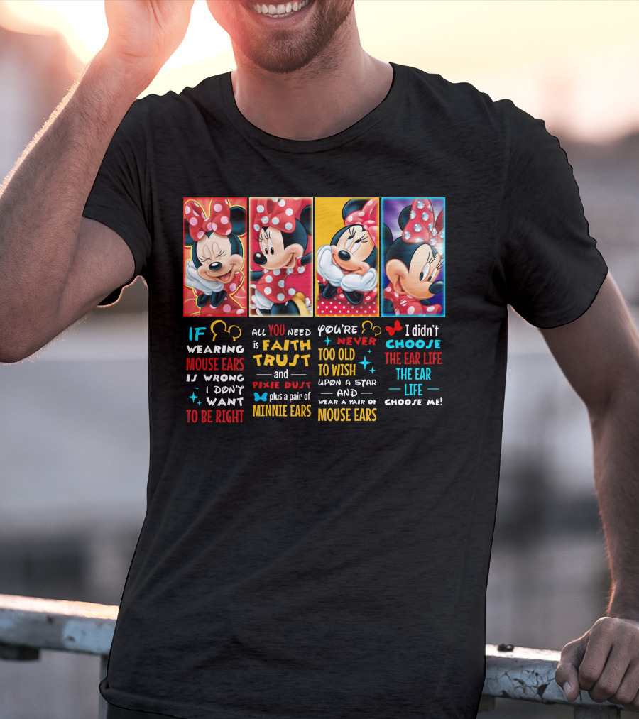 Minnie Mouse Ears Faith Trust Pixie Dust Star Wish Choose Life T-Shirt