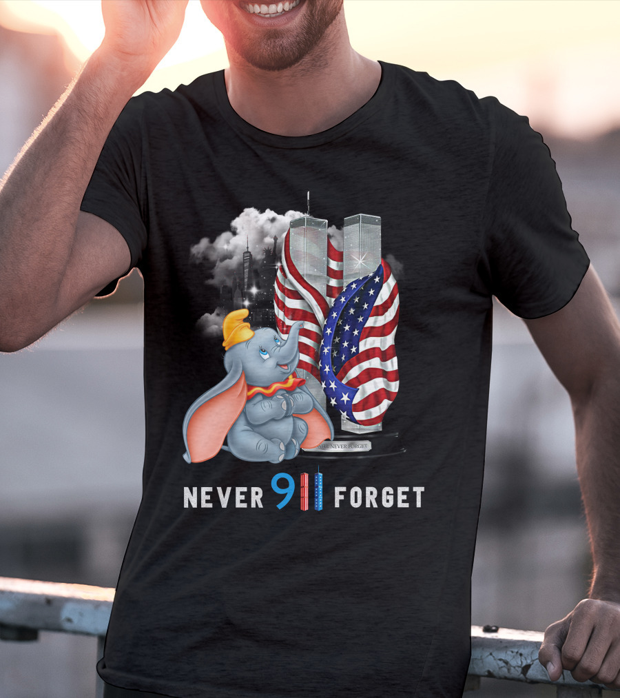 Never Forget Dumbo 9/11 Twin Towers Memorial T-Shirt