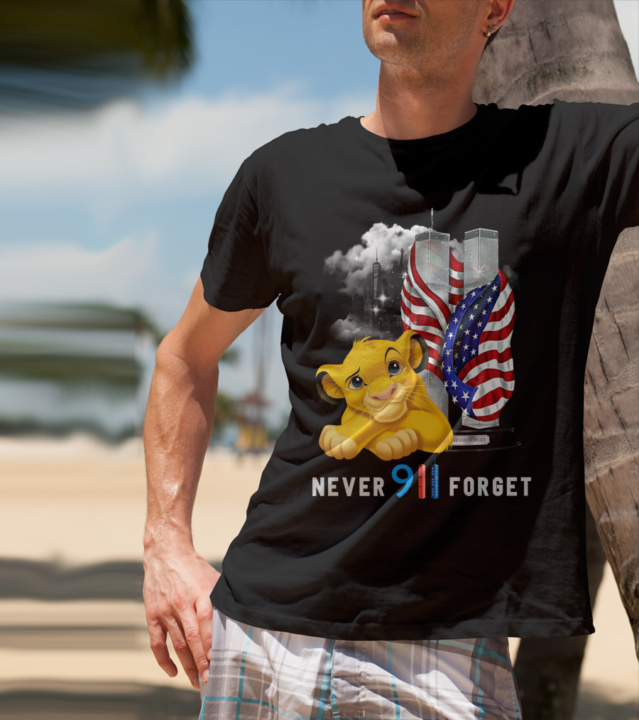 Simba-D Never 911 Forget Twin Towers American Flag T-Shirt