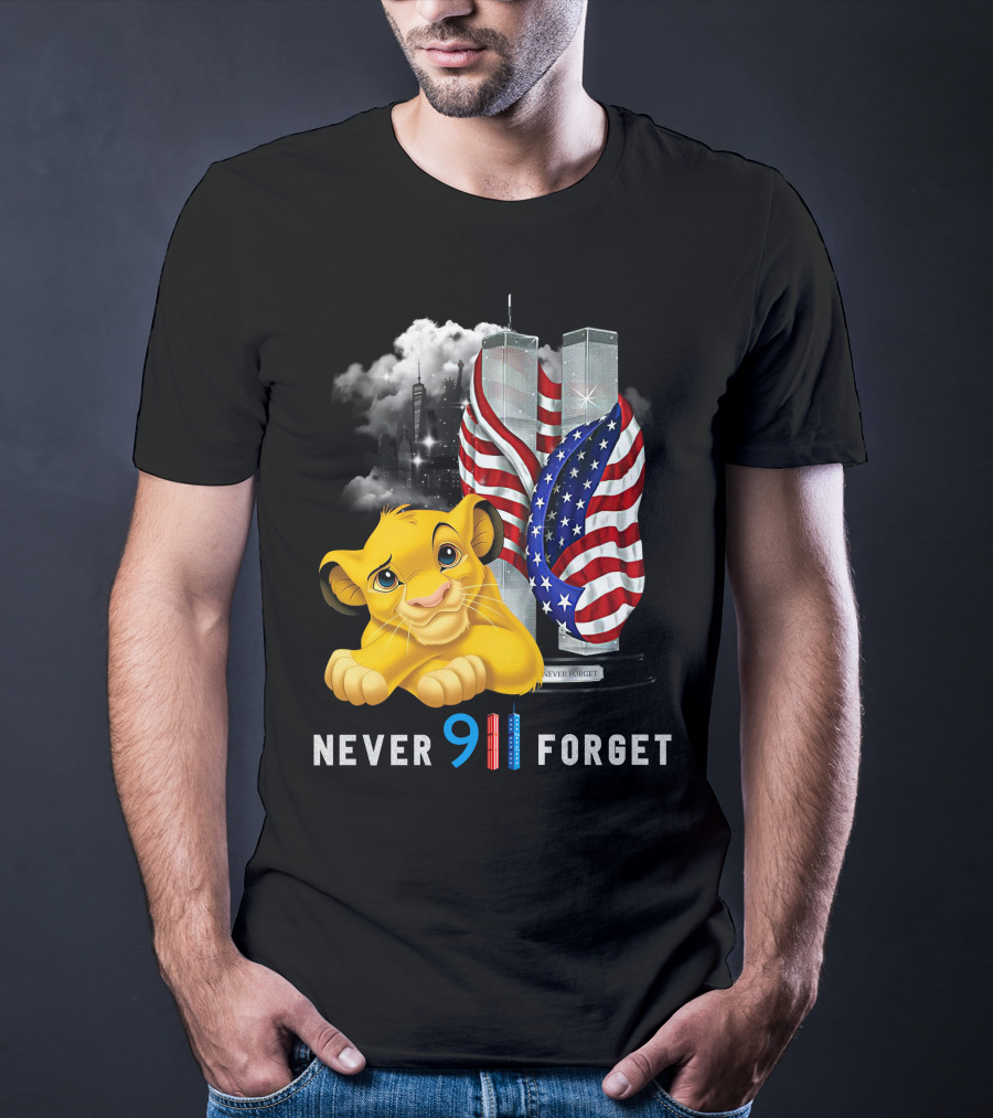 Simba-D Never 911 Forget Twin Towers American Flag T-Shirt