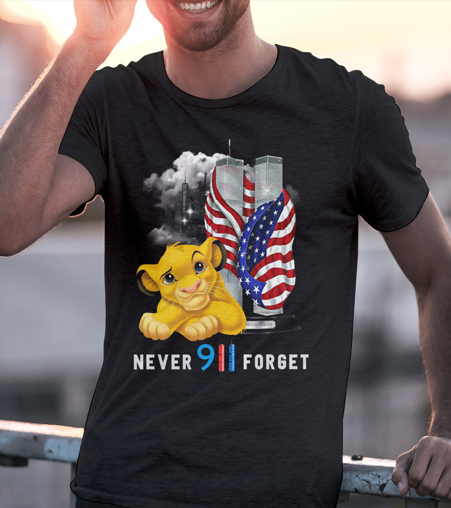 Simba-D Never 911 Forget Twin Towers American Flag T-Shirt