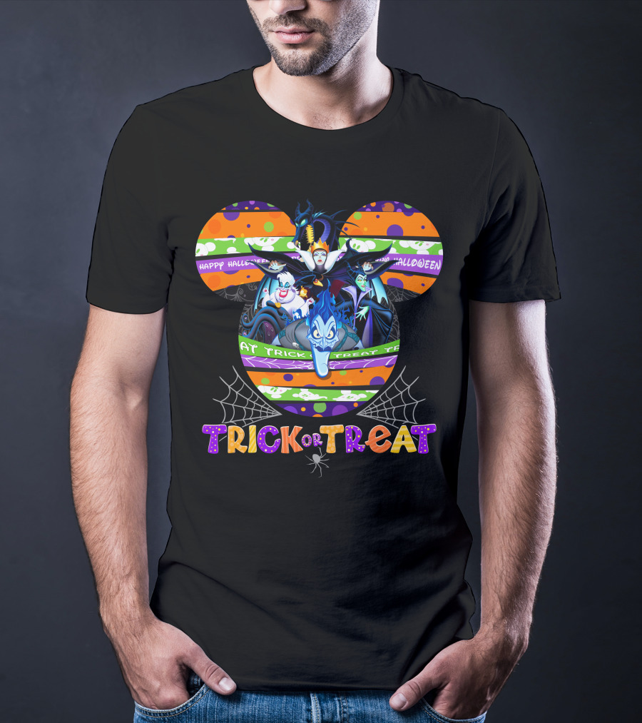 Trick Or Treat Happy Halloween Disney Villains Mickey Ears T-Shirt