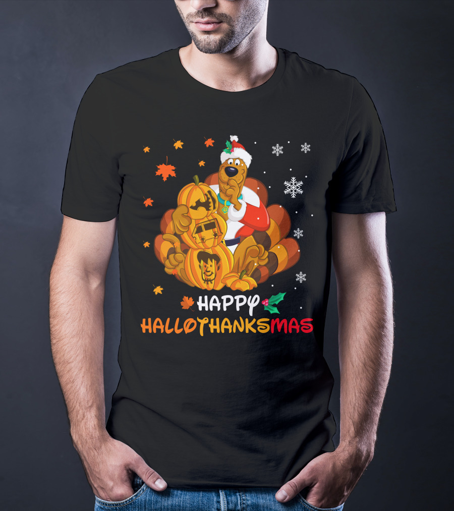Happy Hallothanksmas Scooby-Doo Pumpkin Santa Hat T-Shirt