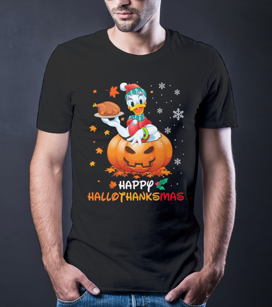 Happy Hallothanksmas Holiday Mashup With Turkey And Jack-O'-Lantern T-Shirt