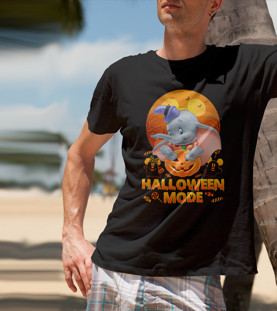 Dumbo Halloween Mode Pumpkin Ghosts Candy Bats Cartoon Magic T-Shirt