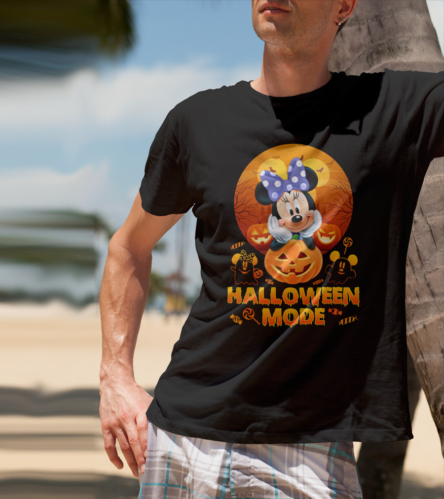Minnie Halloween Mode Pumpkins And Spooky Ghosts T-Shirt