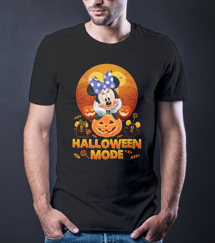 Minnie Halloween Mode Pumpkins And Spooky Ghosts T-Shirt