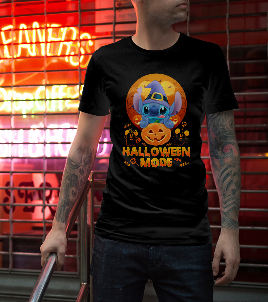 Stitch Halloween Mode Pumpkin Bats Candy T-Shirt