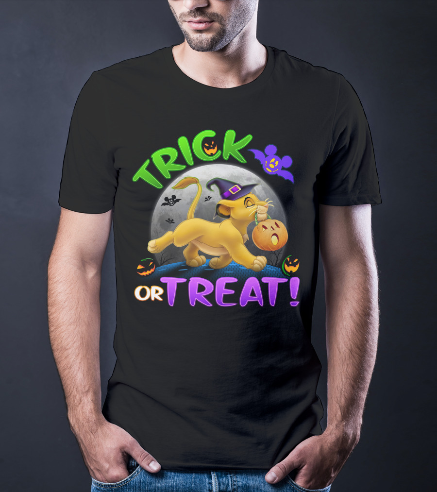 Trick Or Treat Simba Halloween Disney Mickey Moon Pumpkin T-Shirt