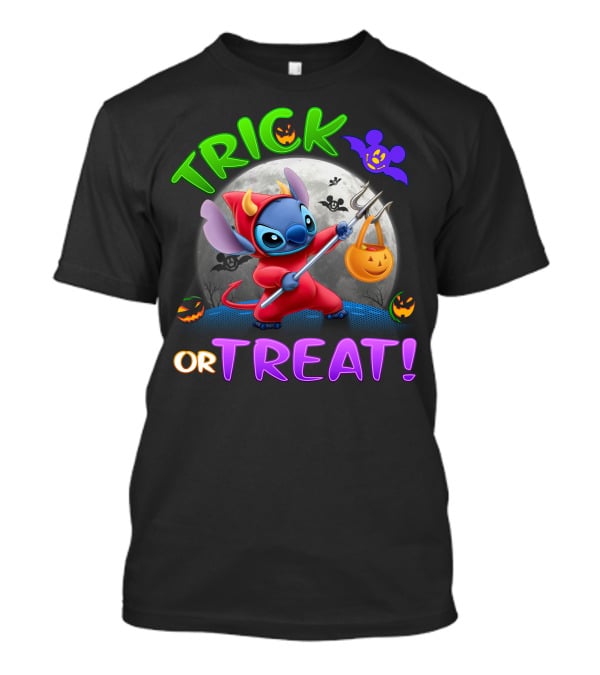Trick Or Treat Stitch Halloween Bat Pumpkins Moon Costume T-Shirt