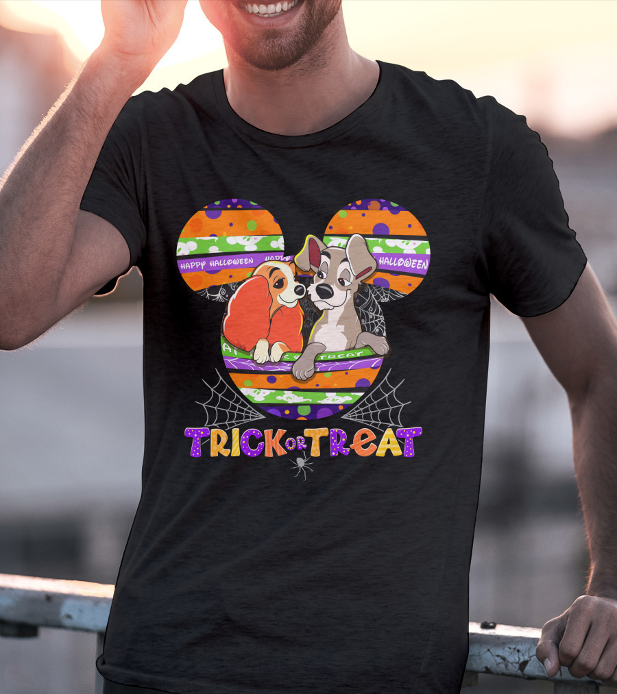 Lady And The Tramp Happy Halloween Trick Or Treat Mickey Ears T-Shirt