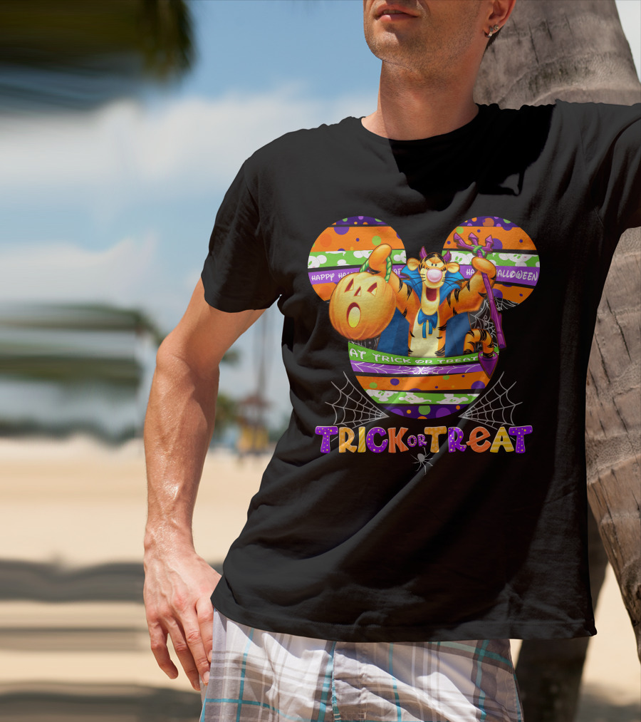 Tigger Trick Or Treat Happy Halloween Mickey Ears T-Shirt