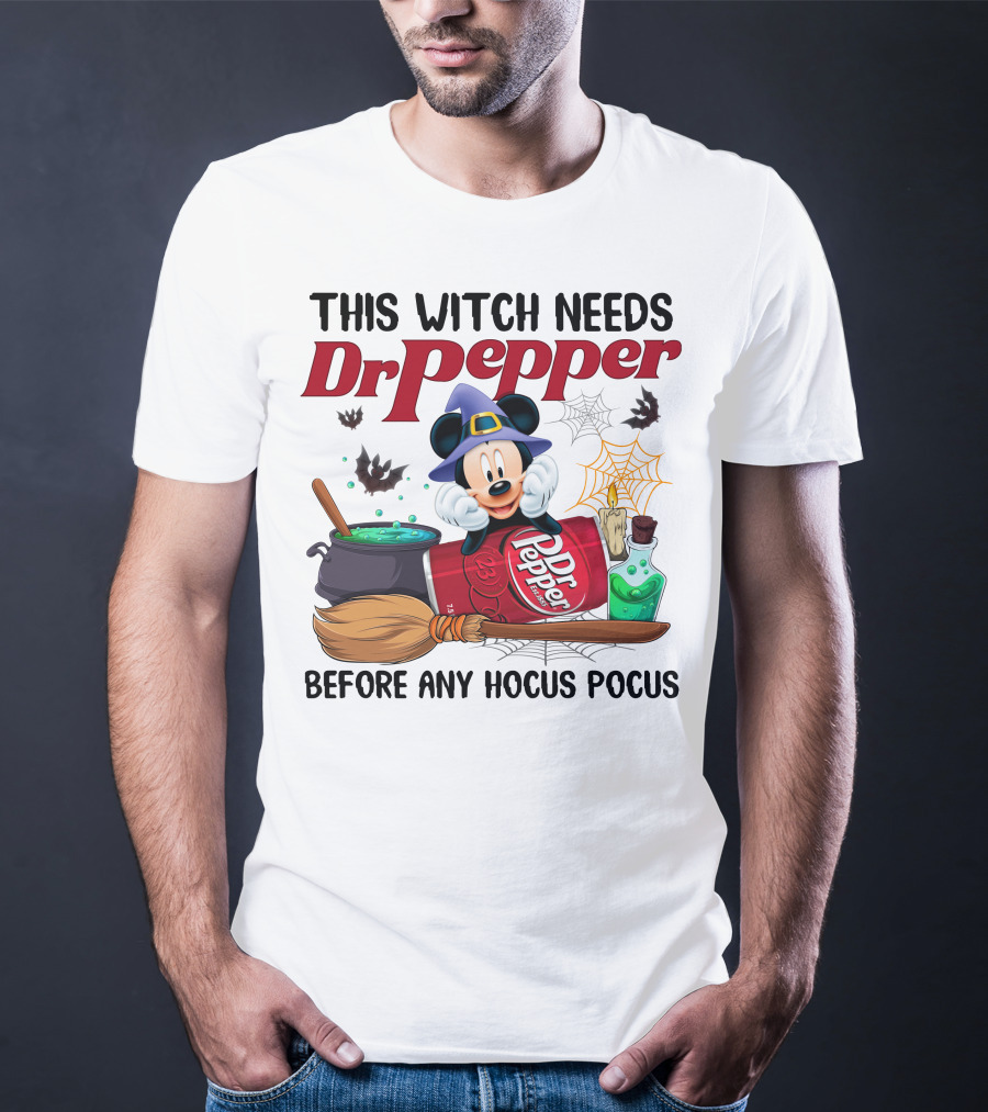 This Witch Needs Dr Pepper Mickey Mouse Hocus Pocus Magic T-Shirt