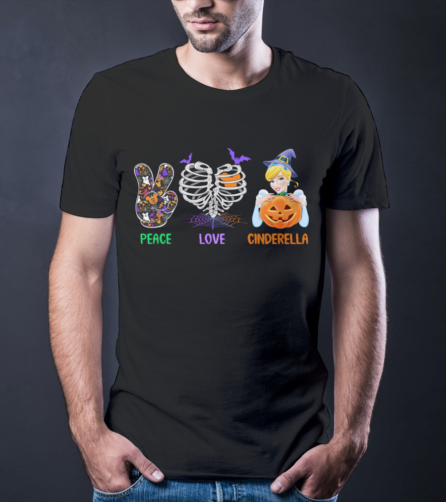 Peace Love Cinderella Halloween Pumpkin T-Shirt