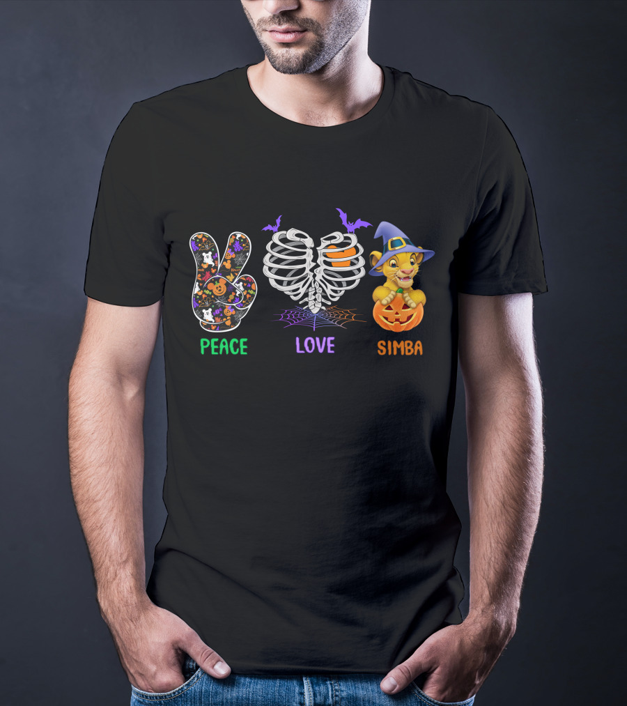 Peace Love Simba Bat Halloween Pumpkin T-Shirt