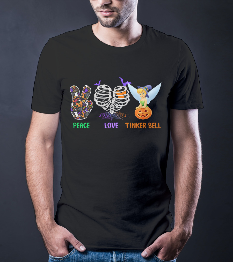 Peace Love Tinker Bell Halloween Pumpkin T-Shirt