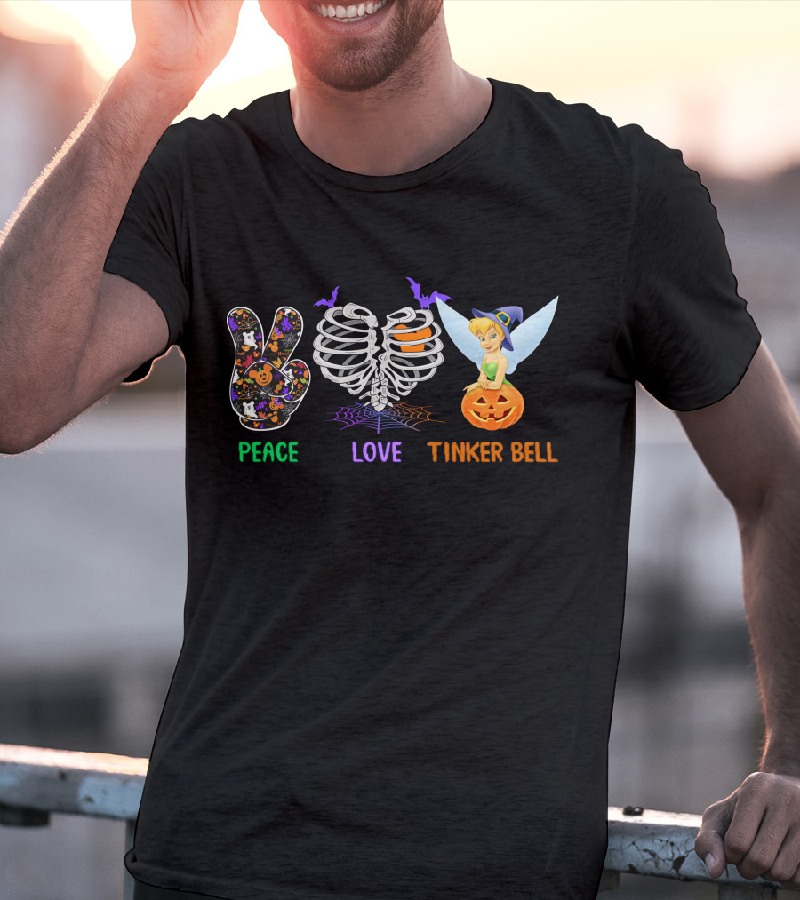 Peace Love Tinker Bell Halloween Pumpkin T-Shirt