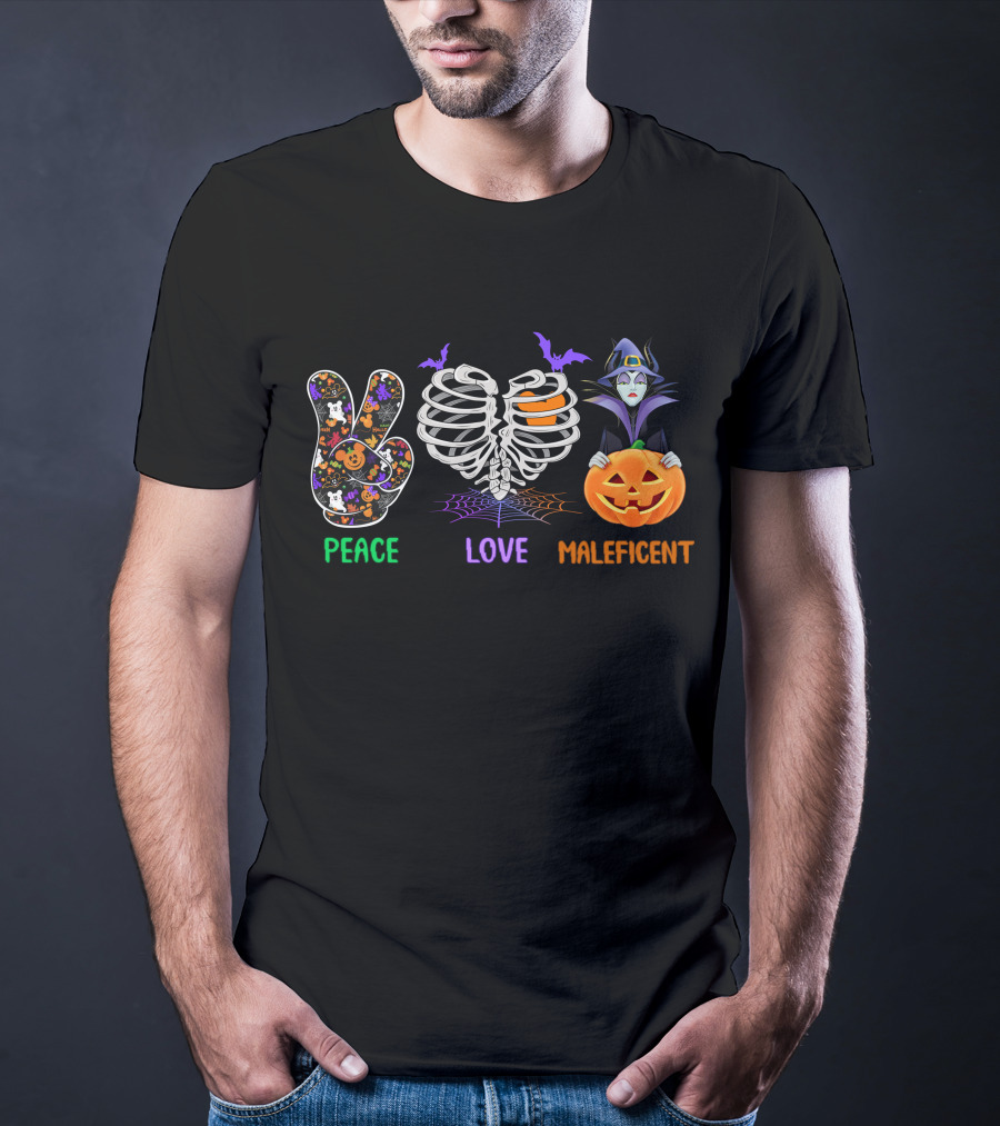Peace Love Maleficent Halloween Style T-Shirt