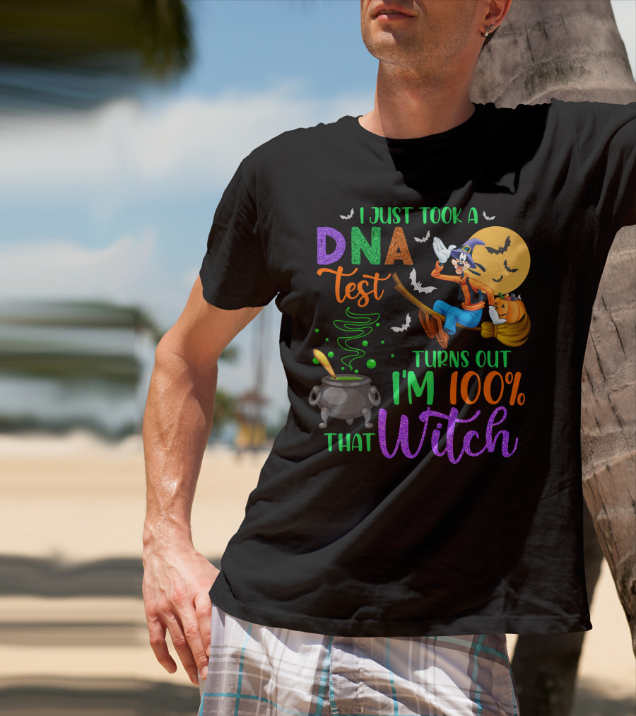 I Just Took A Dna Test Turns Out I'm 100% That Witch Goofy Halloween Moon Bats Cauldron T-Shirt