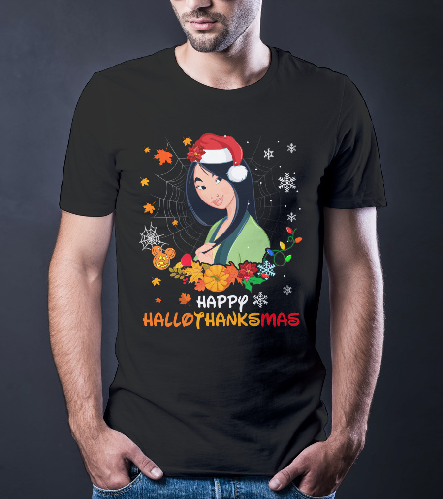 Mulan Happy Hallothanksmas Santa Halloween Christmas Thanksgiving T-Shirt