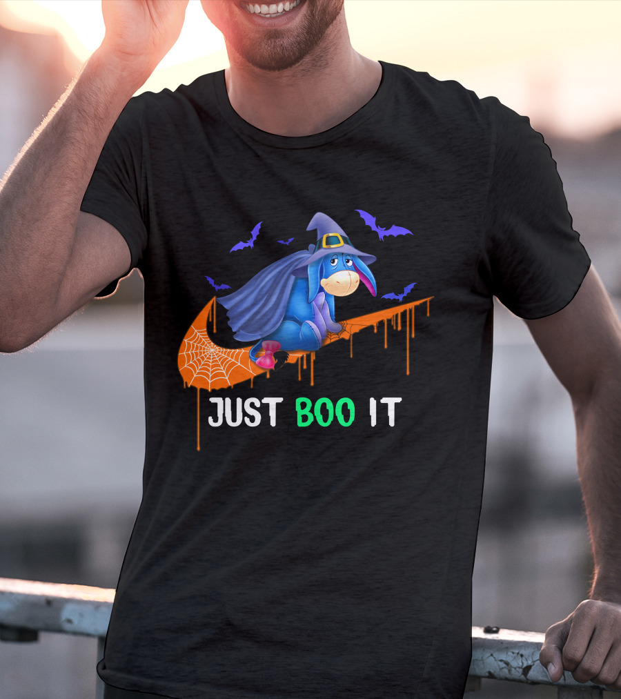 Just Boo It Eeyore Nike Witch Halloween Bats Cobweb T-Shirt