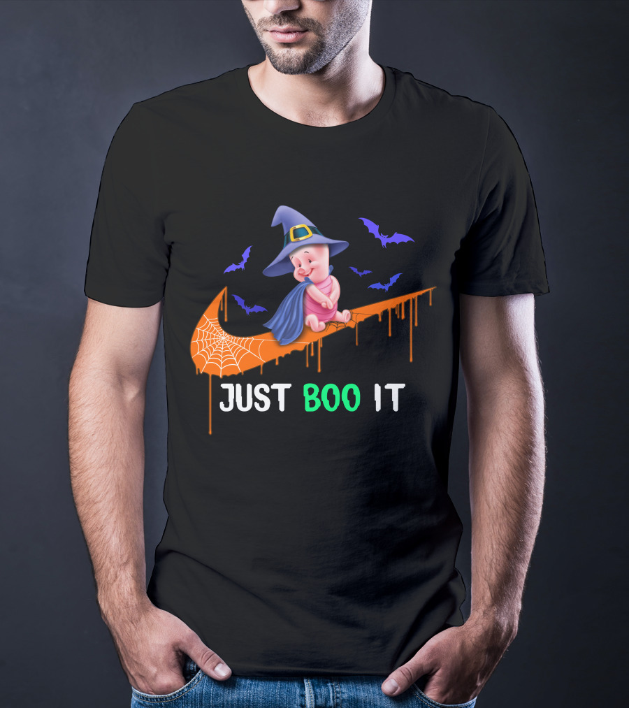 Just Boo It Piglet Halloween Witch Hat Nike Swoosh T-Shirt