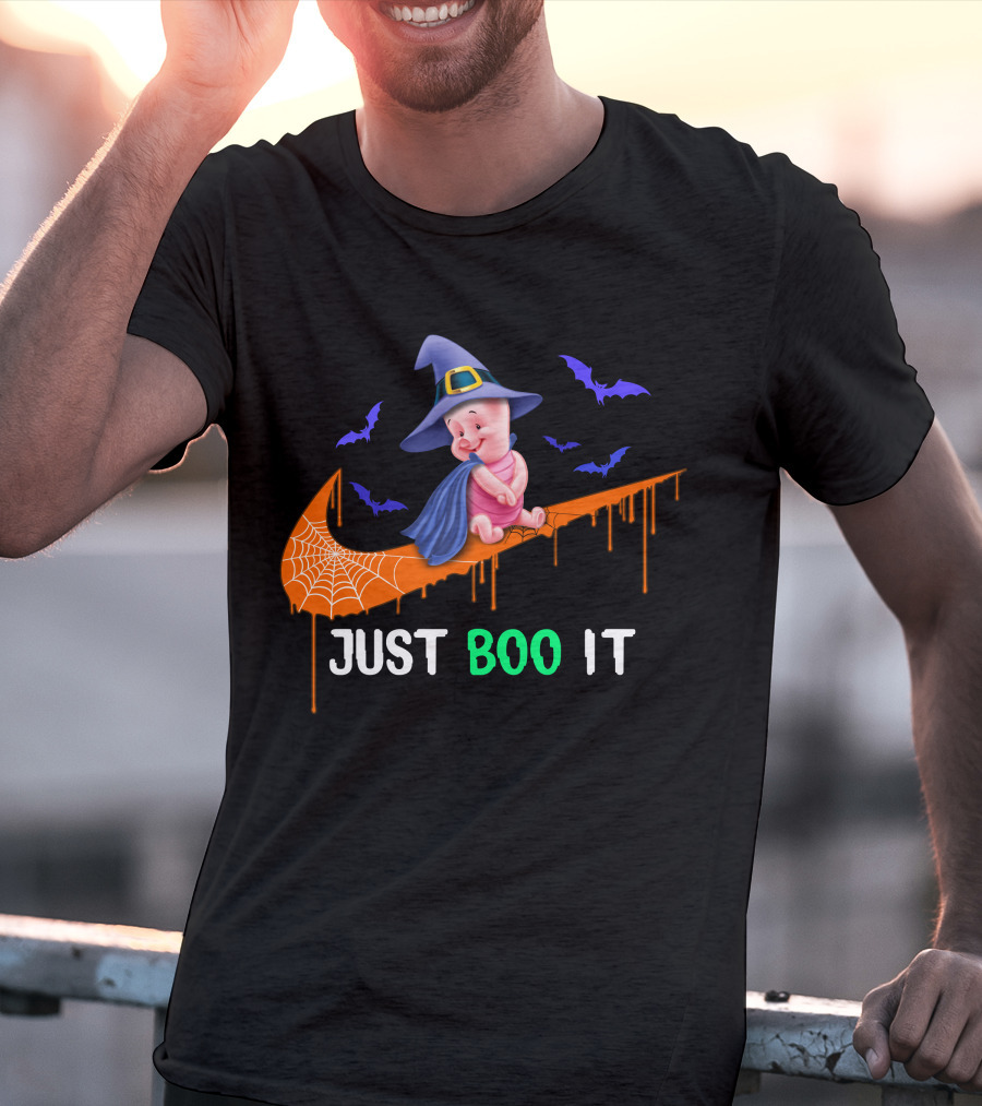 Just Boo It Piglet Halloween Witch Hat Nike Swoosh T-Shirt