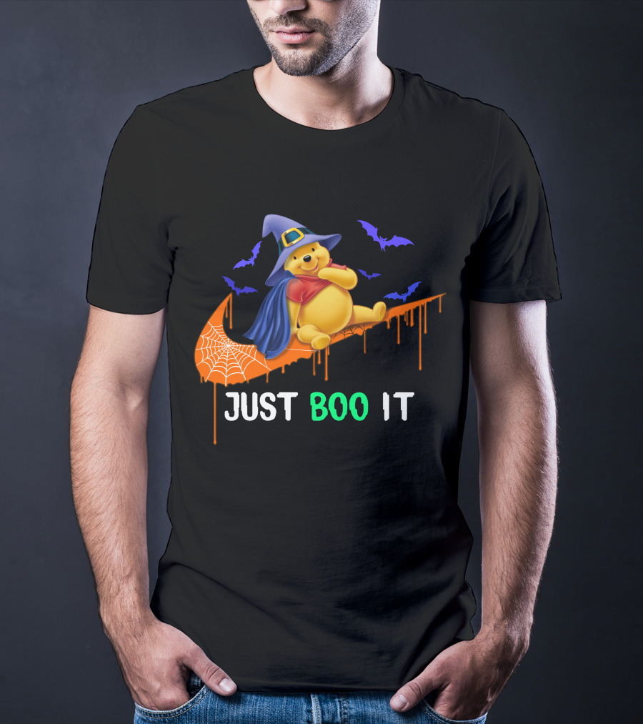 Just Boo It Pooh Halloween Creepy Bats Wizard Hat T-Shirt