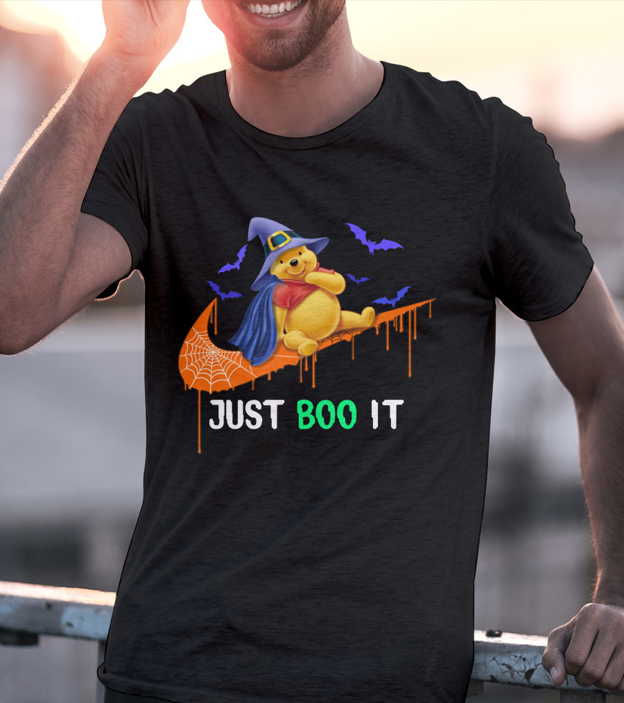 Just Boo It Pooh Halloween Creepy Bats Wizard Hat T-Shirt