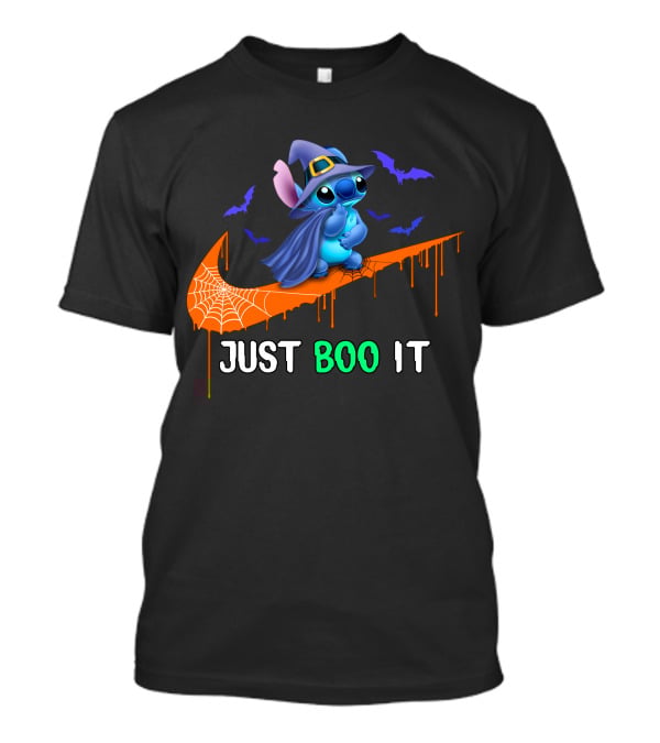 Just Boo It Halloween Stitch Witch Bat Nike Swoosh T-Shirt