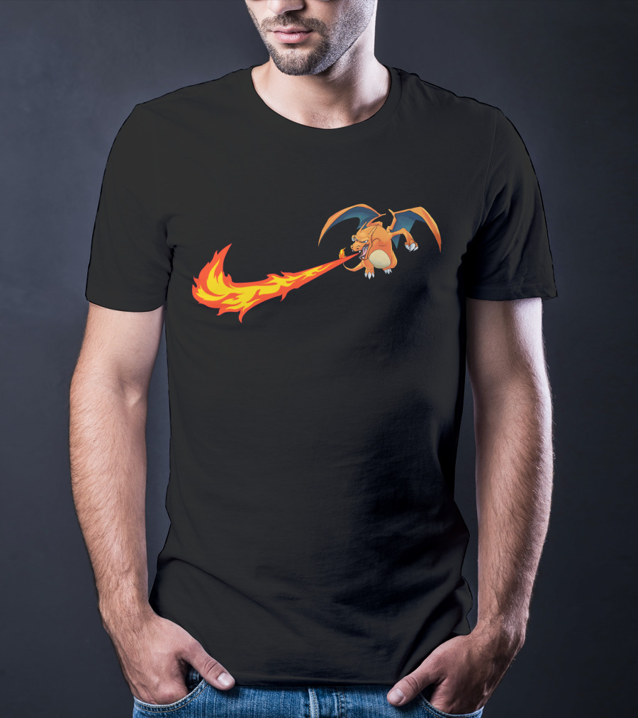Charizard Fire Nike Logo Crossover T-Shirt