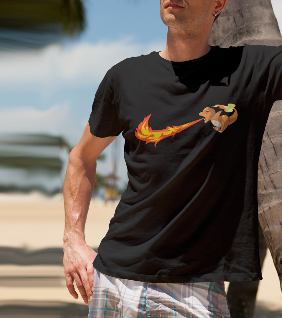 Charmander Fire-Breathing Nike-Inspired Flame T-Shirt