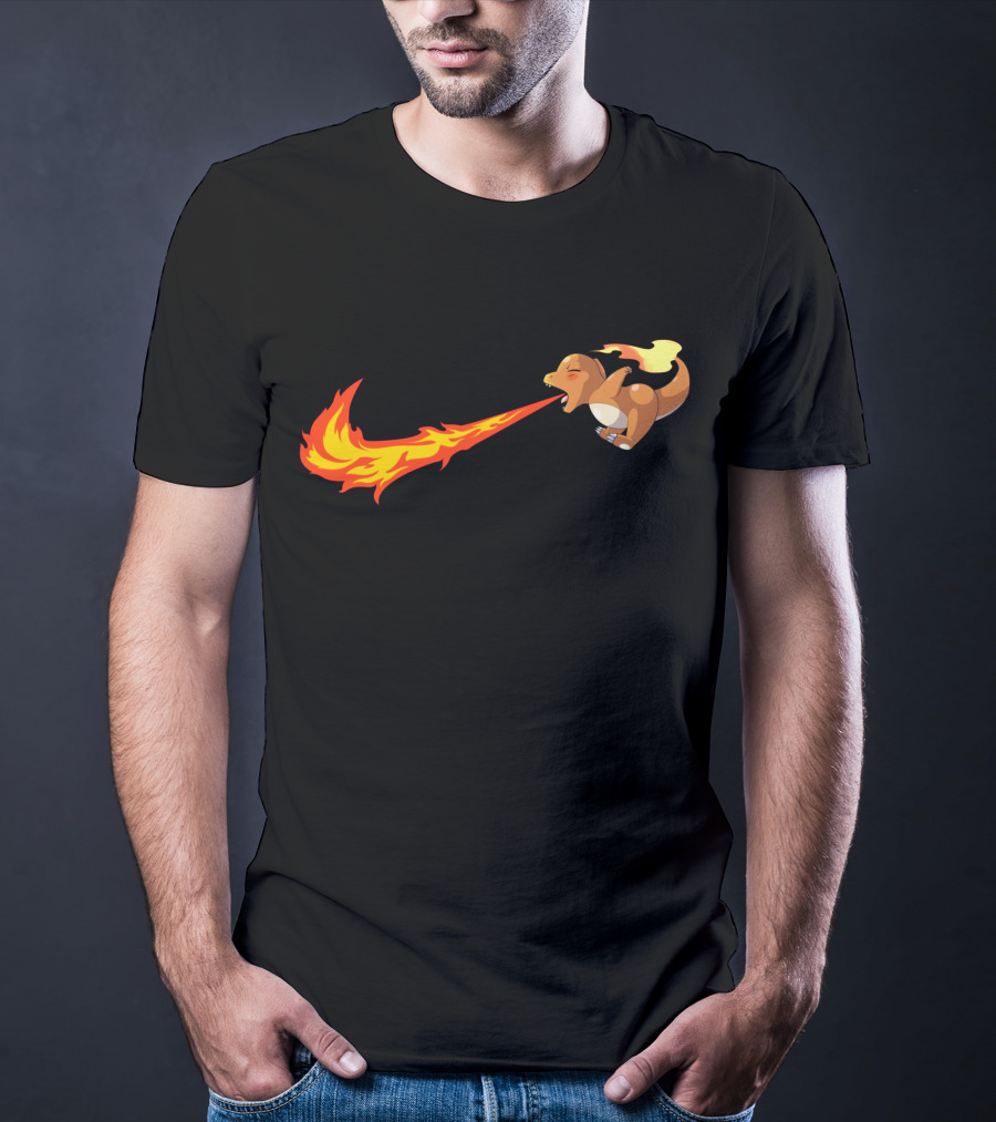 Charmander Fire-Breathing Nike-Inspired Flame T-Shirt