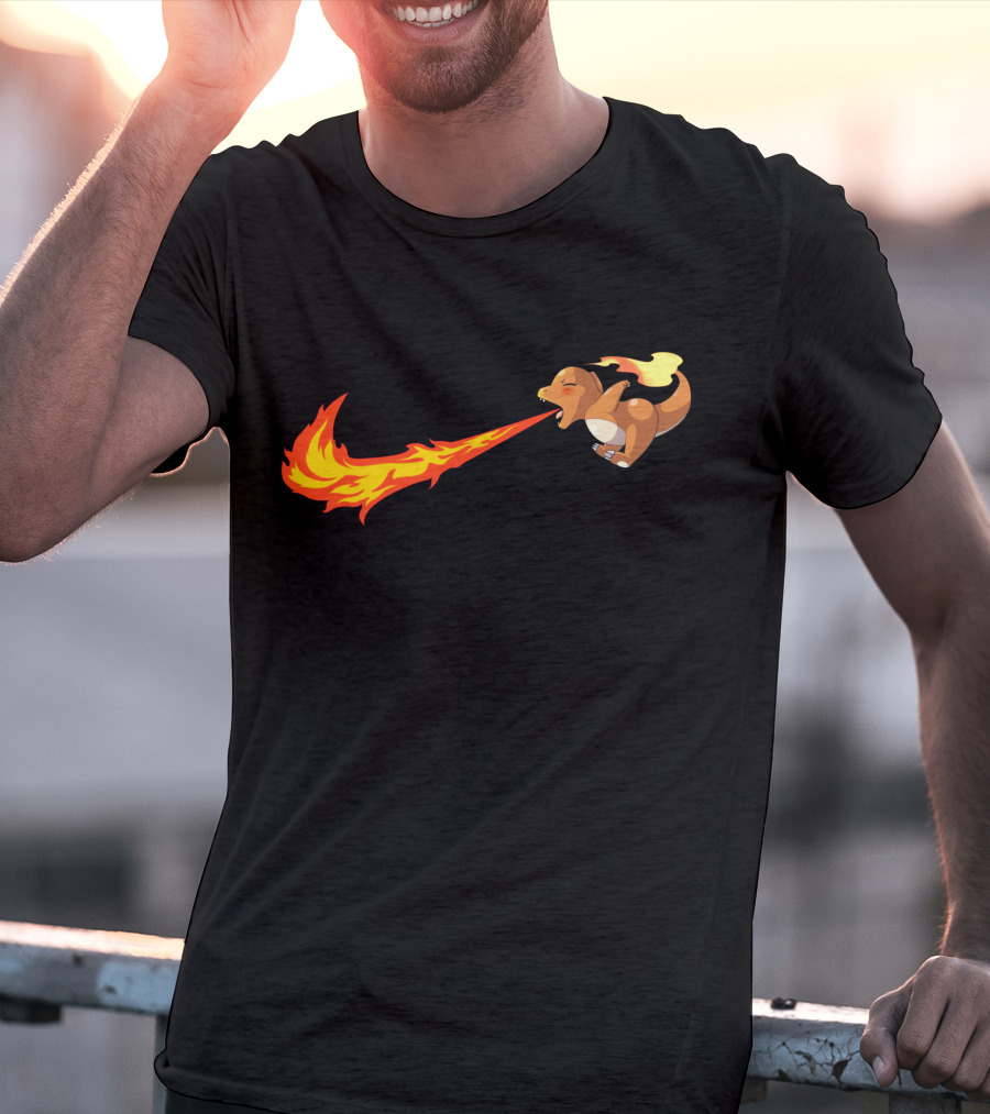 Charmander Fire-Breathing Nike-Inspired Flame T-Shirt